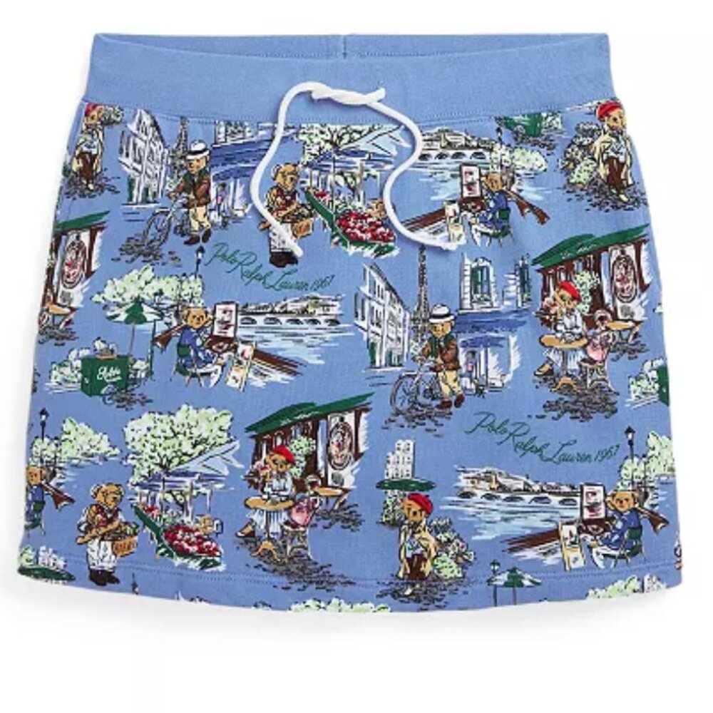 Ralph Lauren Polo Bear Paris-Print French Terry Skirt - Junior XL